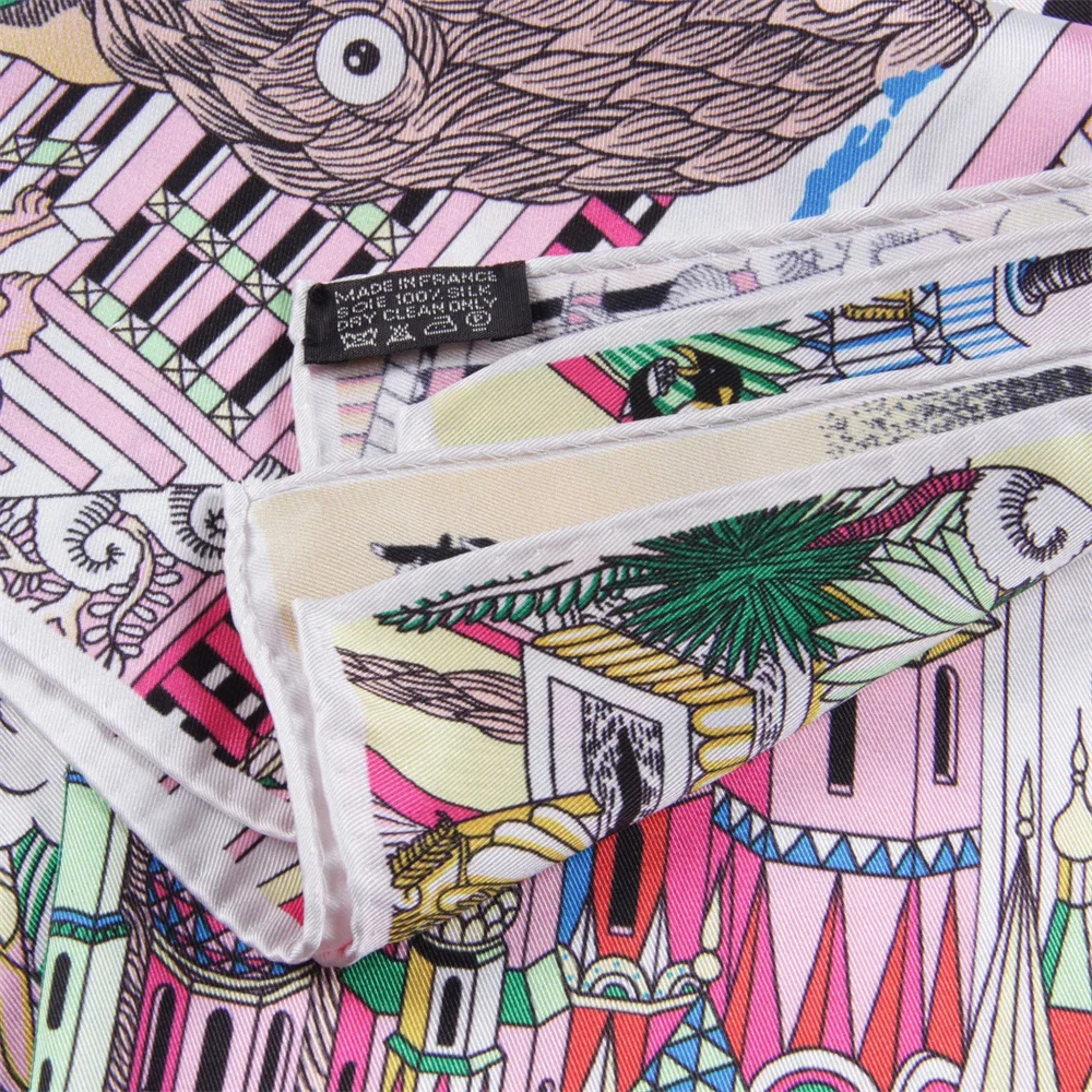 Twill Silk Scarf Women Poncho Hand Rolled Animals Printed Long Scarves Wraps Bandana Big Shawl Hijabs Female Foulards