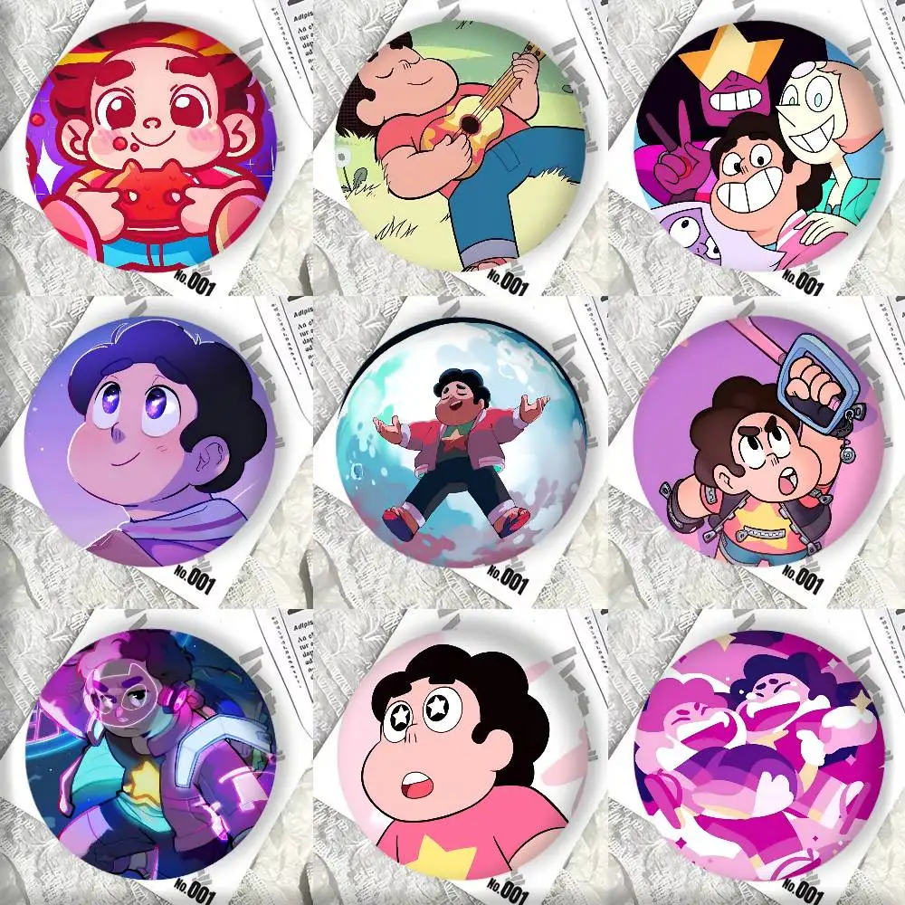 Classic Cartoon Anime S-Steven U-Universe Manga Badges 44 58 75 mm Round Cosplay Pin Bag Decor Fans Collect Friends Gifts Brooch