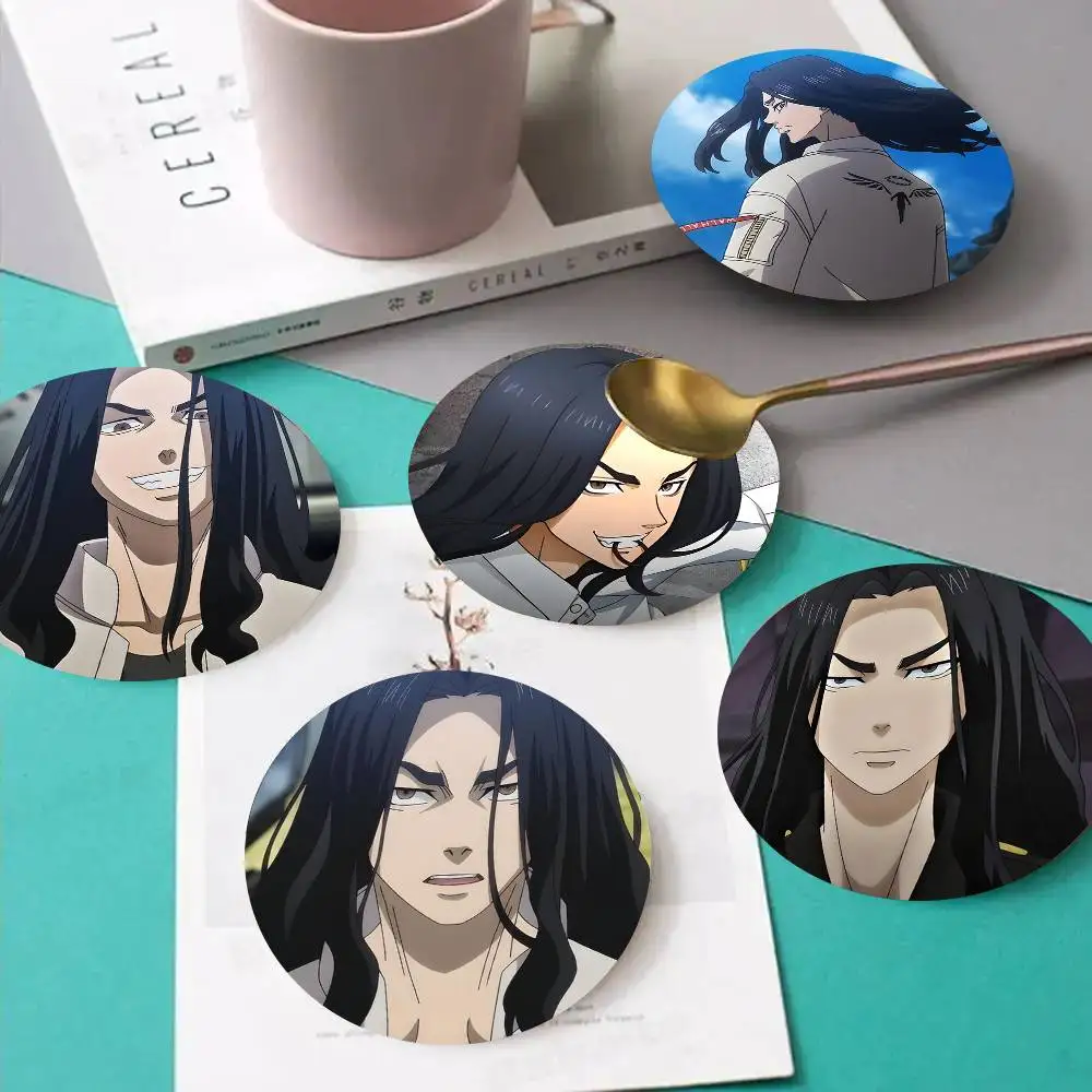 1pc Keisuke Baji Tokyo Revengers Wooden Coaster Colour Printing Cup Mat Home Desk Decoration Gifts