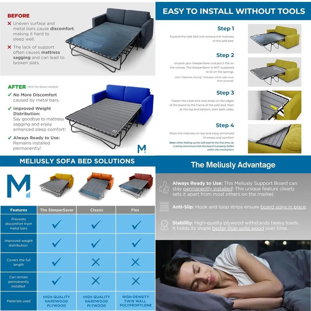 Queen Size Reinforced Wood Sleeper Sofa Support Board with Mattress Protection