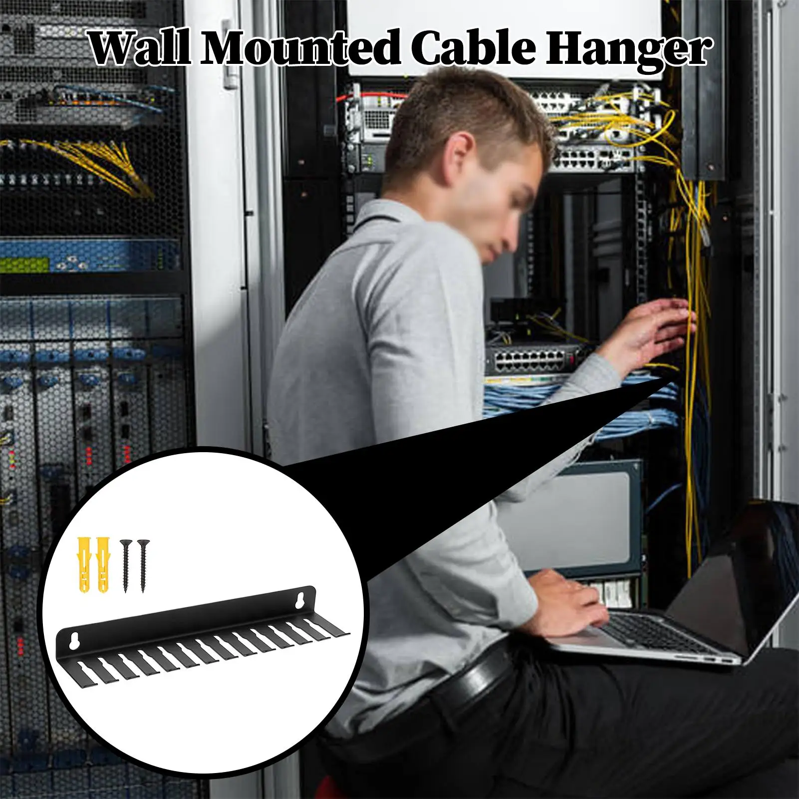 Cable Organizer 13 Slots Steel Cord Organizer Rack Wall-mounted Easy To Install Cable Cable Raceways For Server Rooms Workshops