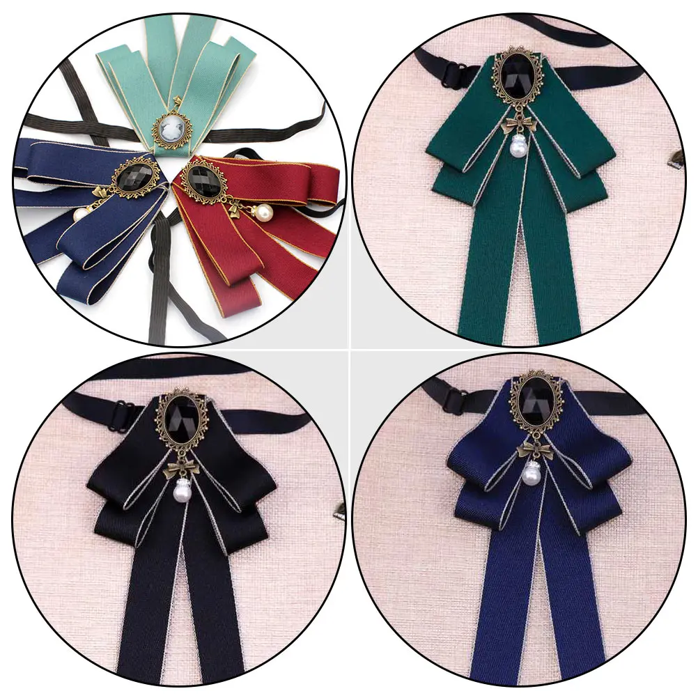 

4pcs Lady Polyester Elastic Bow Tie School Style Collar Flower Fashion Suits Tie Durable Easy Clean College Design Quick Simple