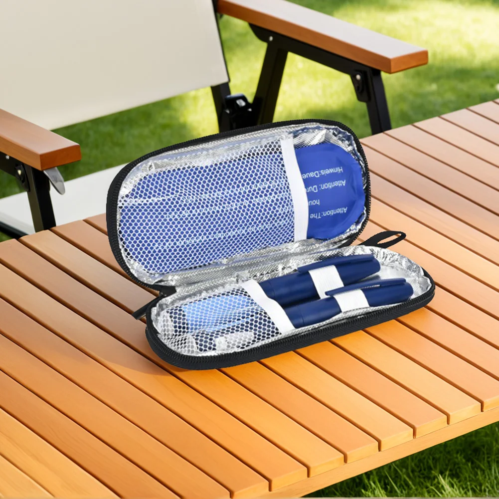Portable Insulin Cooling Bag PU Waterproof Diabetic Pocket Pill Protector Reusable Carry-on Protector No Refrigerated Ice Pack