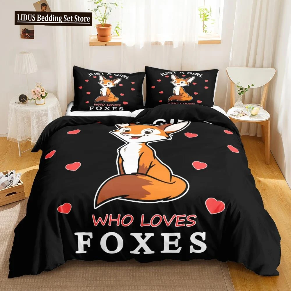 

Fox Duvet Cover Set Kids Cartoon Fox Comforter Cover Cute Orange Wildlife Duvet Cover For Boys Animal Twin Polyester Bedding Set