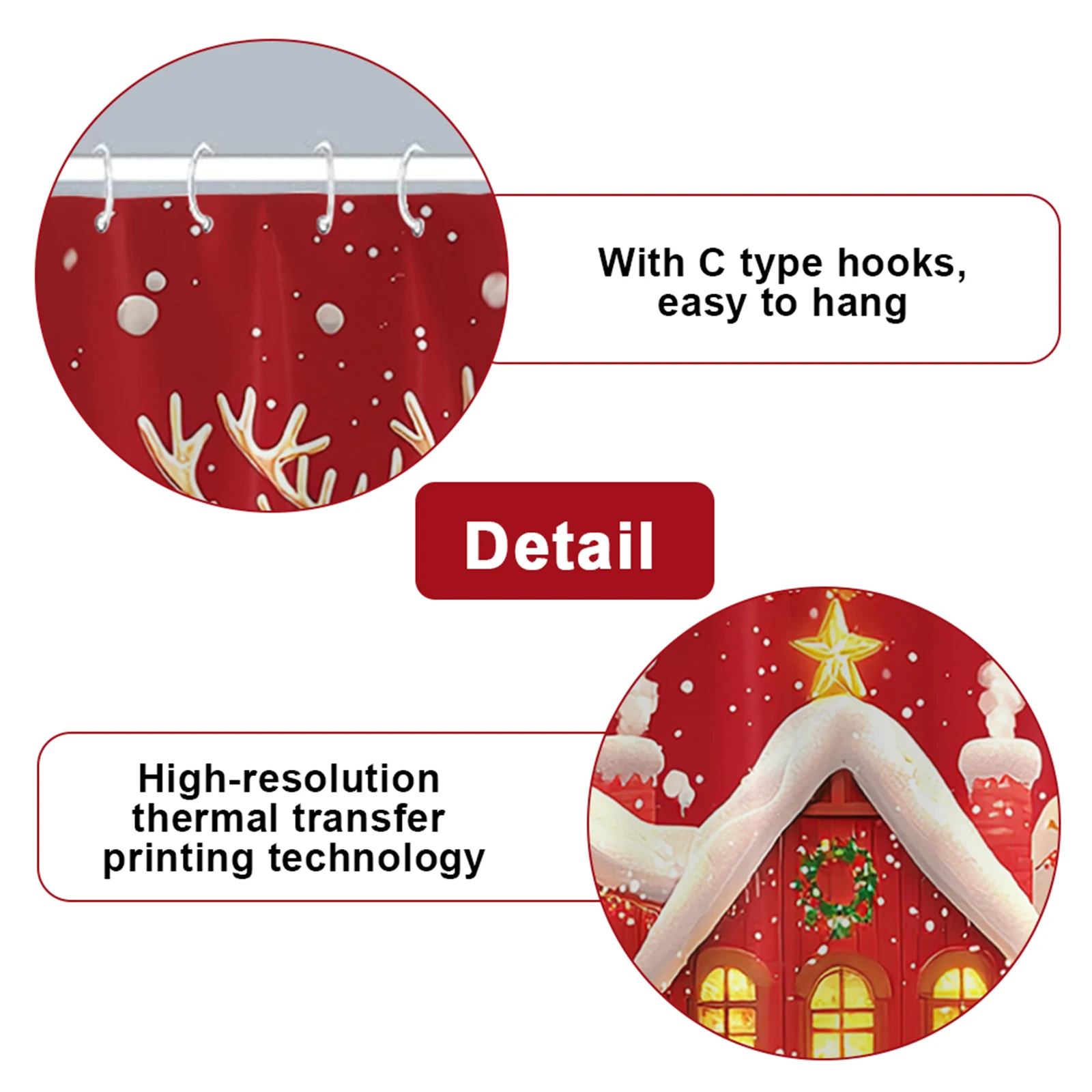 4 قطع عيد الميلاد دش الستار مجموعة سانتا كلوز المطبوعة ستارة مقاومة للماء مع البساط غطاء المرحاض غطاء حمام حصيرة لديكور السنة الجديدة #3