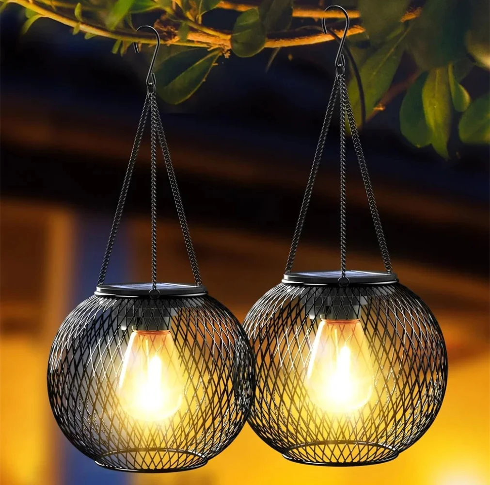 Lanterne solaire extérieure, lampes solaires pour l'extérieur, lampes suspendues extérieures décoratives, lanternes solaires étanches, lampe de