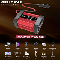 Car Charger Power Adapter 300W Peak Power for car with 2 USB Charging Ports 12V to 220V Voltage Converter 150W Power Inverter