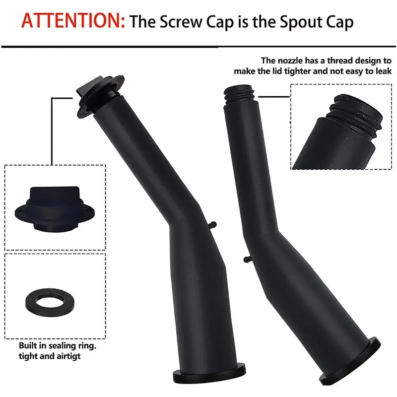 Gas Can Nozzle Angle Pour Spout With Pour Nozzle Coarse And Fine Thread Screw Collar Caps Vent Cap Drill
