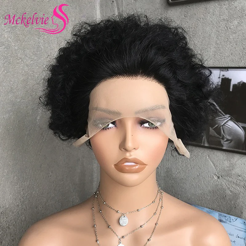 

Pixie Cut Wig 13x1 Lace Front 100% Human Hair Short Curly Wig Transparent Lace Brazilian Virgin Hair For Women Soft and Silky