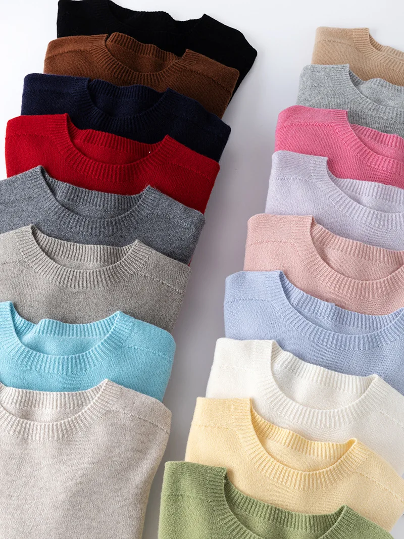 Birdtree, 100% Sheep Wool Solid Knitwear Sweater, Woman Seamless O-neck Full Sleeve Autumn Winter Loose Shirt Pullover T59311JF