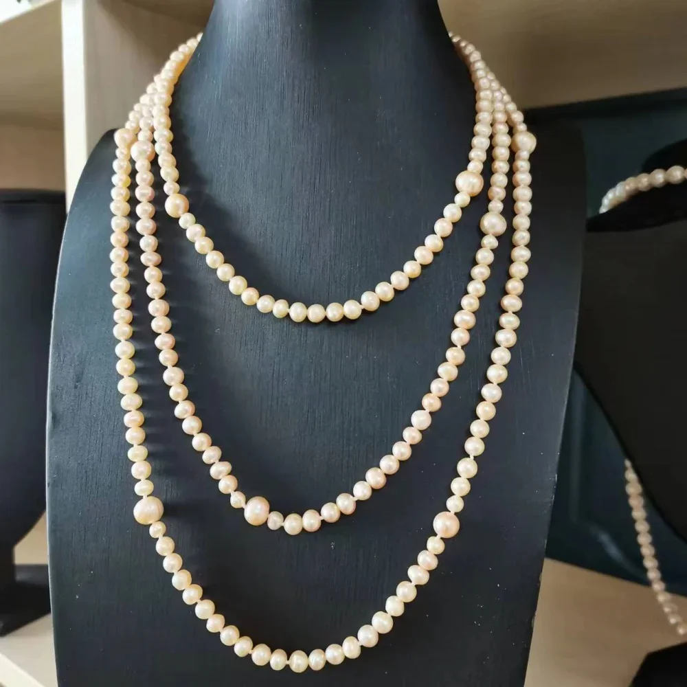 

Длинное дизайнерское колье AAA5-10 мм с натуральным круглым жемчугом Южных морей, закрытое колье 158 см