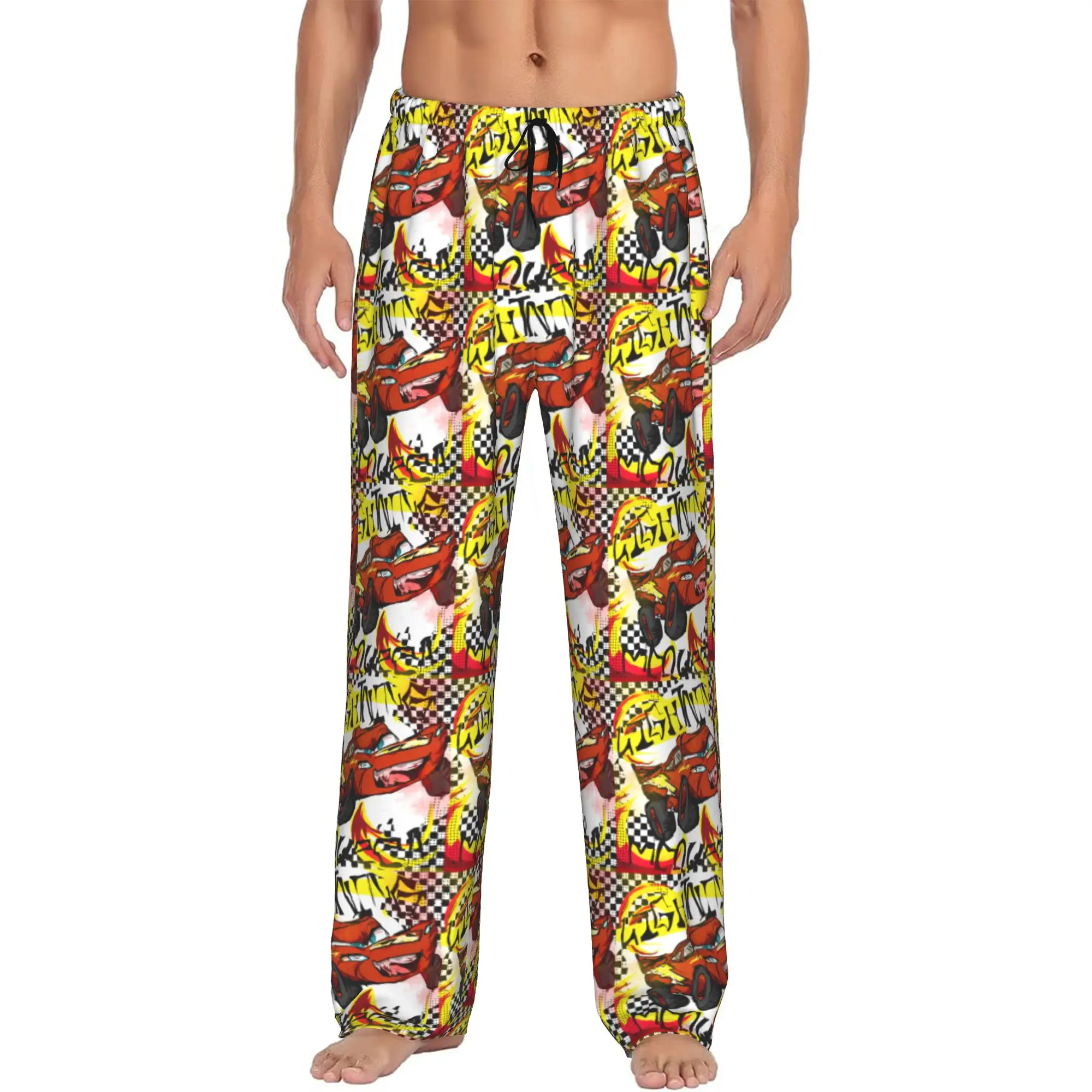 

Custom Lightning Anime Car M-McQueen Pajama Pants Men Sleepwear Lounge Sleep Bottoms Stretch with Pockets