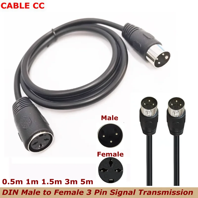 For Music Player Power Auditory Video Security Equipments Connection DIN 3pin Male to Male Female 3 Pin Transmission Cable