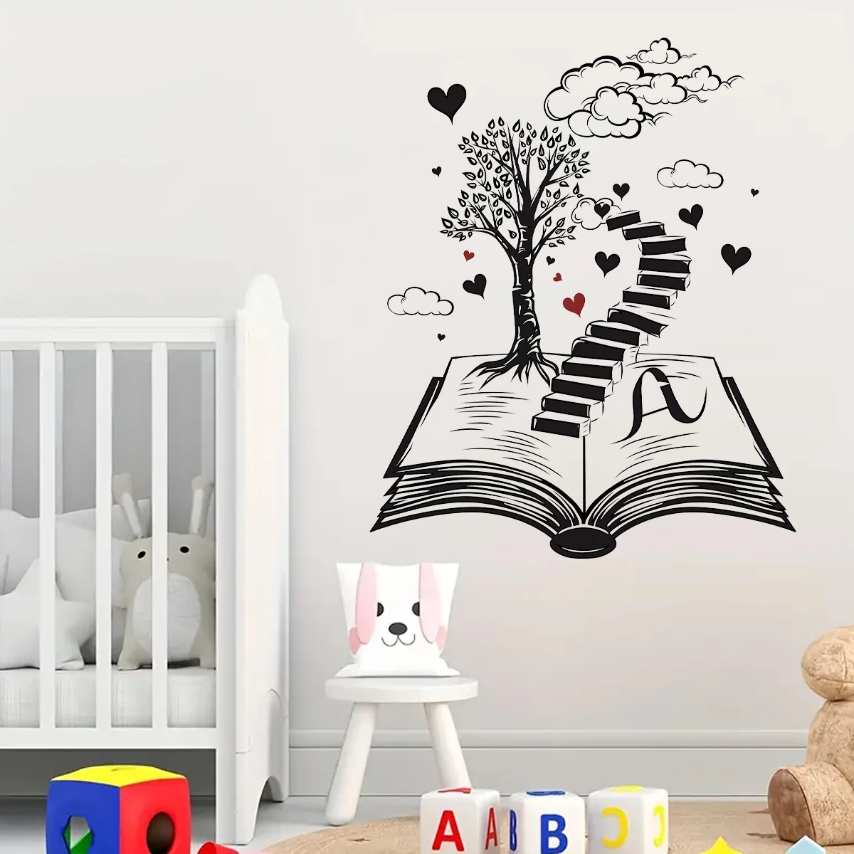 1pcs Fairy Tale Wonderland Cartoon Book Staircase Pattern Wall Stickers for Kids Room Bedroom Decoration Wall Decals Home Deocr