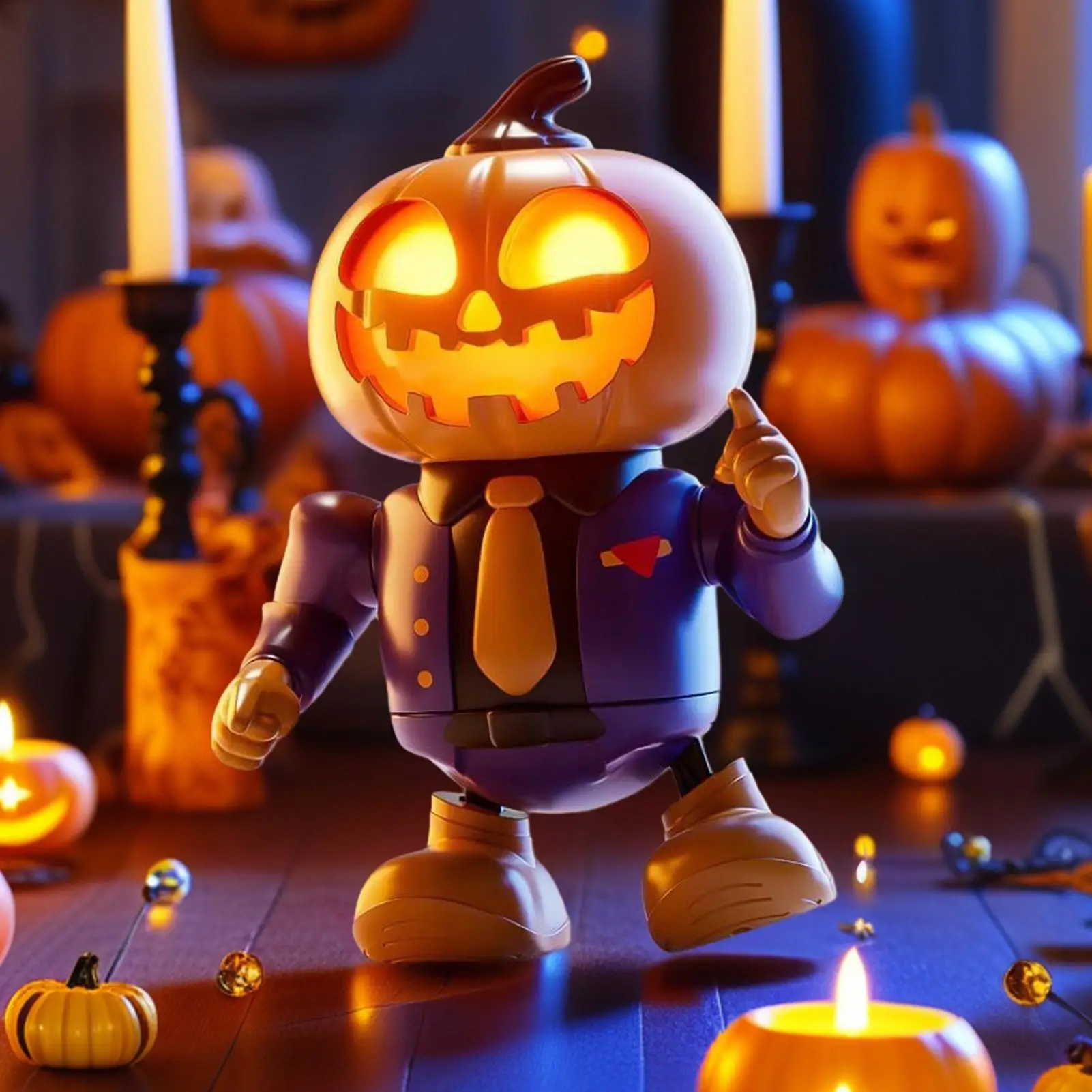 ハロウィンの電動ロボット |   踊るカボチャのロボット人形、音楽と光付きのハロウィーンのいたずらロボット – ハロウィーンのギフトに最適です。