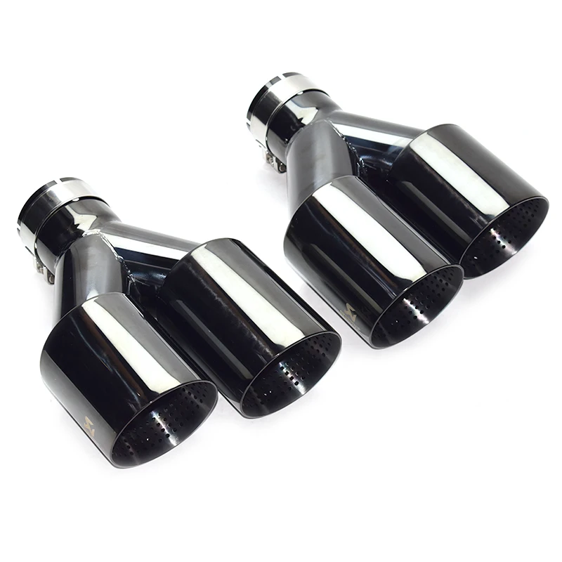 1 pair of matte quad out stainless steel 101mm outlet GM exhaust pipe black muffler tip exhaust nozzle exhaust head