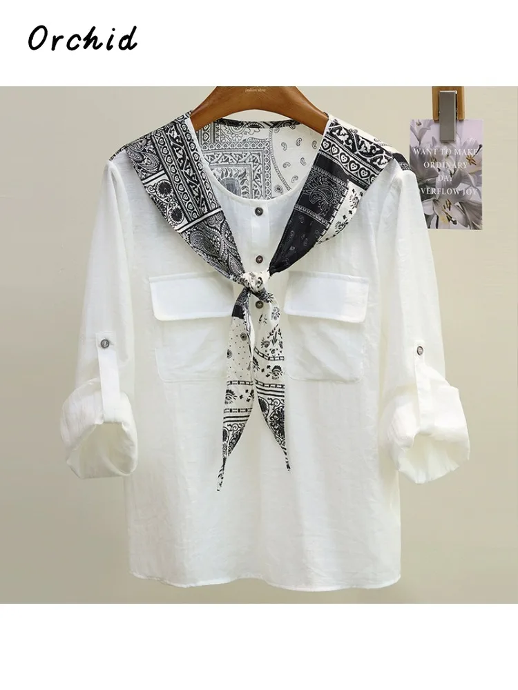 

Женская классическая офисная женская стильная базовая блузка 2025, зимняя повседневная элегантная лоскутная мешковатая рубашка с длинными рукавами и круглым вырезом