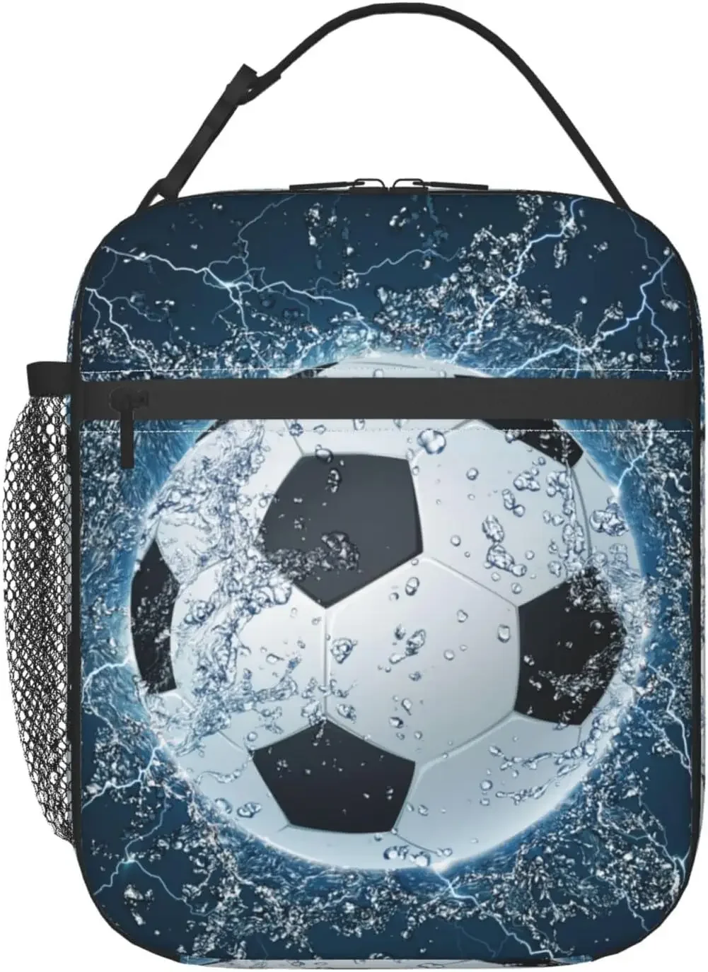 Soccer Ball on Water Girls Insulated Lunch Bag Reusable Work Lunch Tote Box Bag for Women Men and Adults