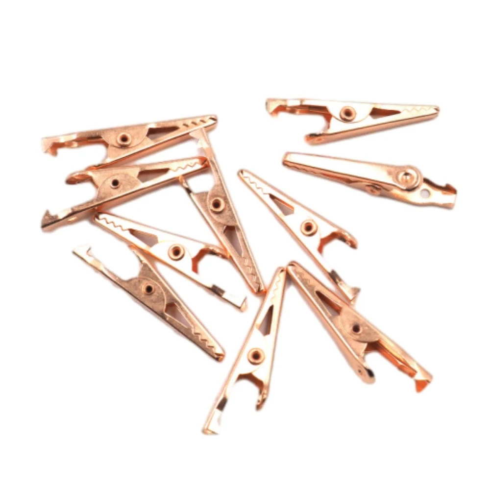 10Pcs 35mm Pure Copper Alligator Clip Crocodile Electrical Clamps Testing Probe Meter Boot Car Auto Battery Alligator Clip