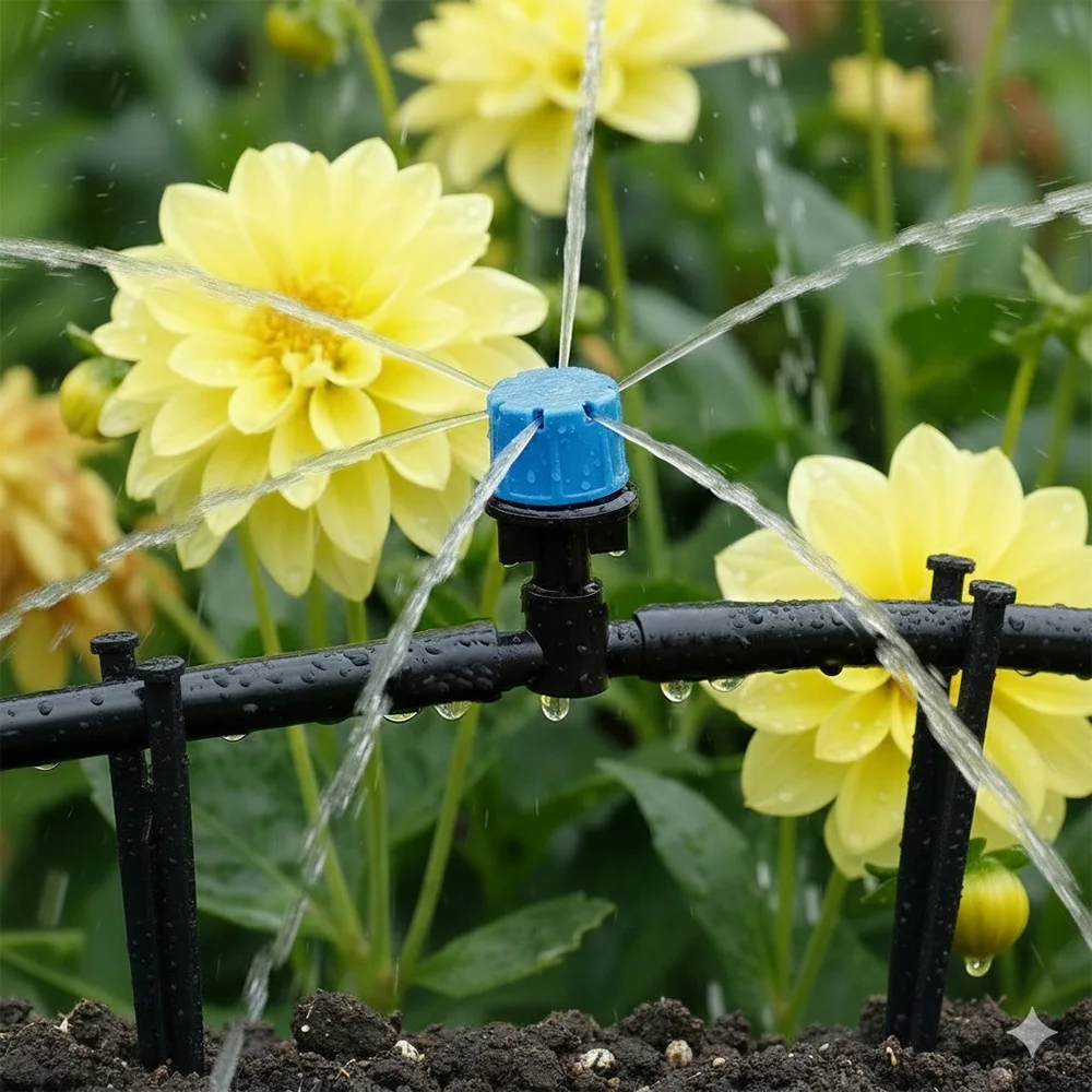 100 Stück Einstellbare 6-Loch-Tropfbewässerungsventile Mikro-Tropfsprinkler für Garten, Gewächshaus, Rasen und Blumenbeet-Bewässerung – Detail 6