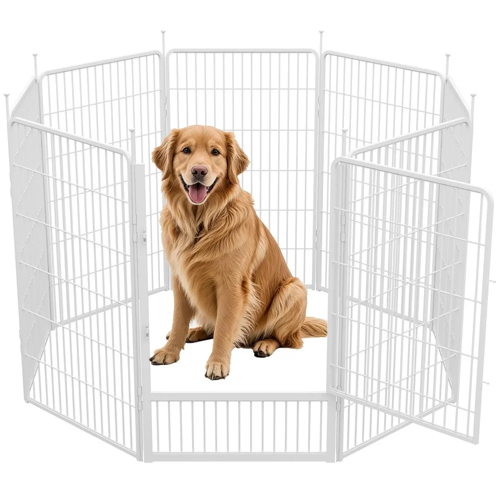 Dog Playpen Indoor 45 Inch 8 Panels Puppy Playpen for Large Dogs Easy Setup Anti Rust Pet Fence White
