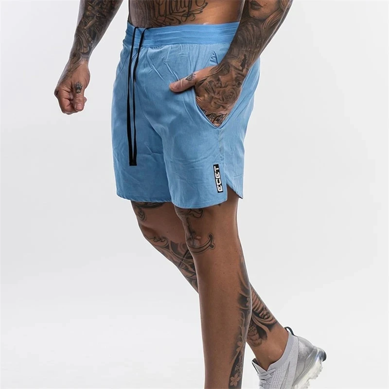 2024 New Men Fitness Bodybuilding Shorts Man Summer Gyms Workout Male Breathable Quick Dry Sportswear Jogger Beach Short Pants