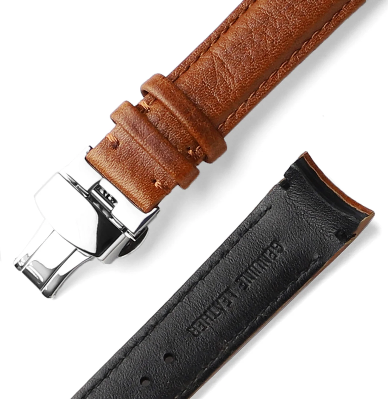 20mm Curved End Retro Genuine Leather Watch Strap for Rolex Submariner,GMT-Master,Daytona,Yacht-Master,Vegetable WatchBand Band