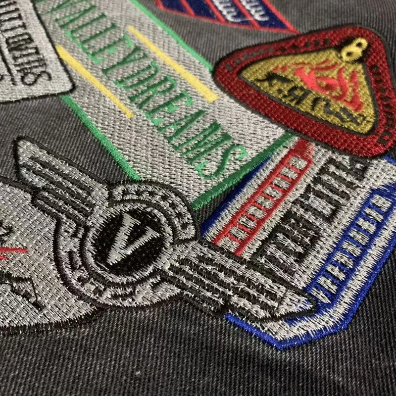 New Y2K Colorful Rhinestone VALLEY Embroidery Patch Label Denim Shorts Jorts Men Women High Quality Loose Straight Short Jeans view 6