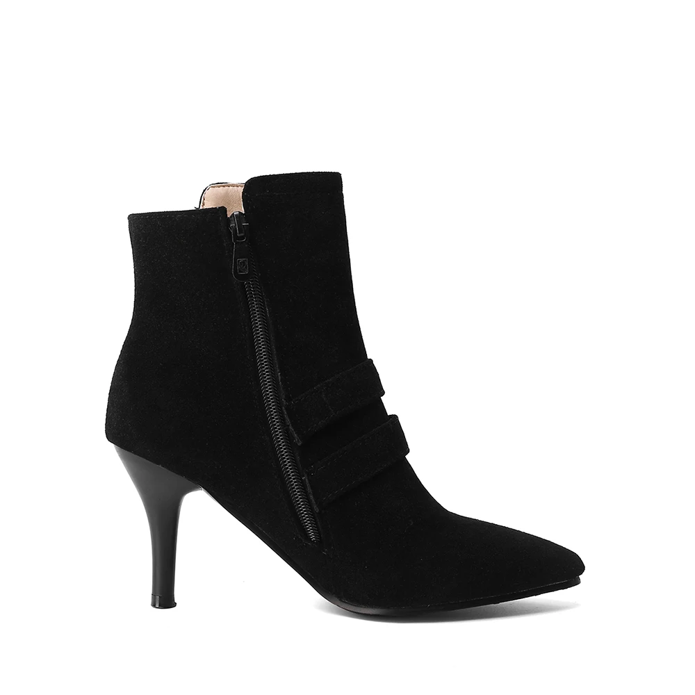 Sale Brand New Glamour Gray Black Women Ankle Boots High Heels Lady Dress Shoes Plus Big Small Size 12 30 43 45 48