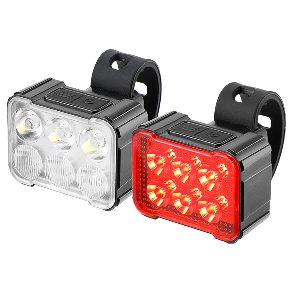 Bike Headlight Cycling Taillight Waterproof MTB Bike Front Rear Lights Type-C USB Rechargeable High Brightness Bicycle Lantern