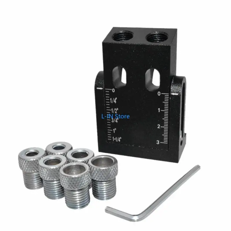 

15-Degree Oblique Hole Locator Pocket Hole Drill Guide Jig Drilling Sturdy Aluminium Alloy Woodworker DIY Tool