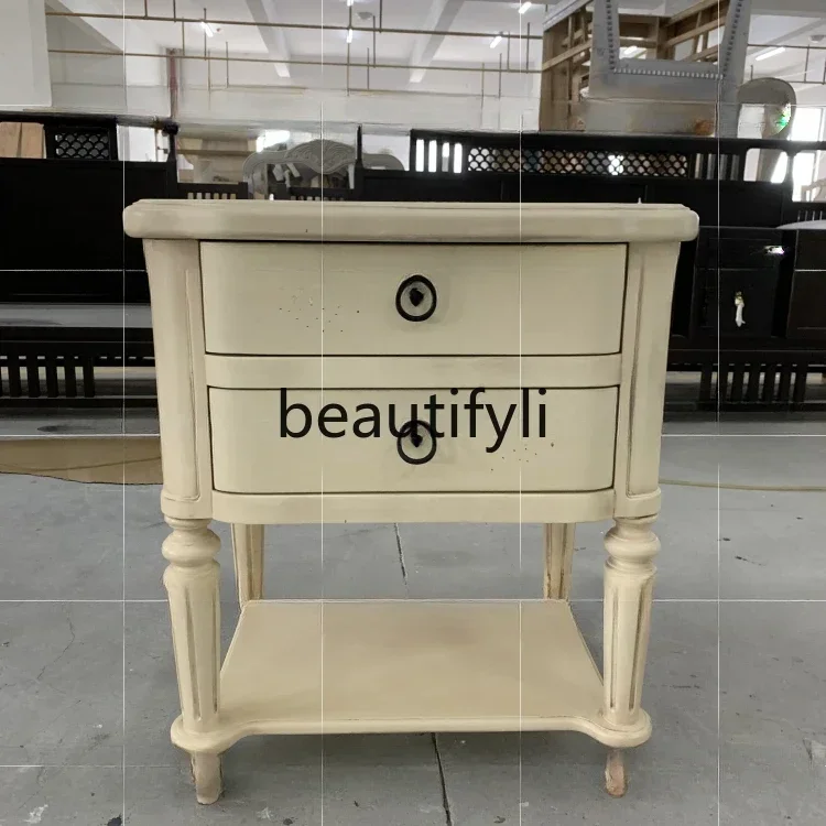

smt14 New Pastoral retro double draw bedside table bedside table s 14
