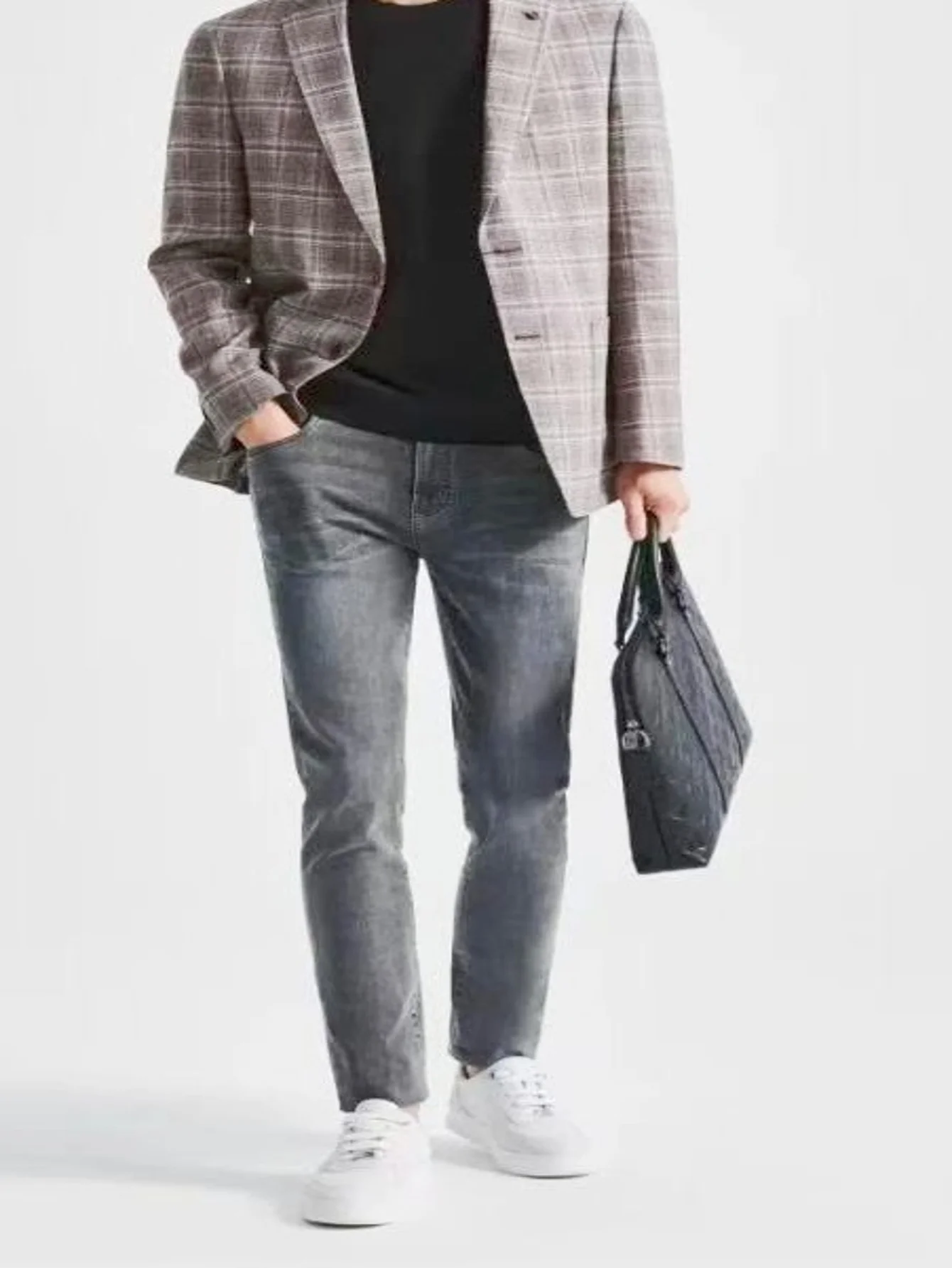 Minimalist Jeans Gender Neutral Gray Slim Denim Drip Original No accessories or belts included