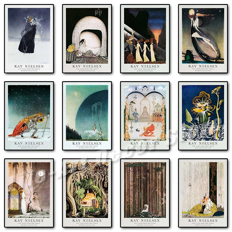 Póster con ilustración de cuento de hadas Vintage Kay Nielsen, impresiones artísticas de fantasía de hadas, pintura en lienzo, imágenes de pared, decoración del hogar para sala de estar