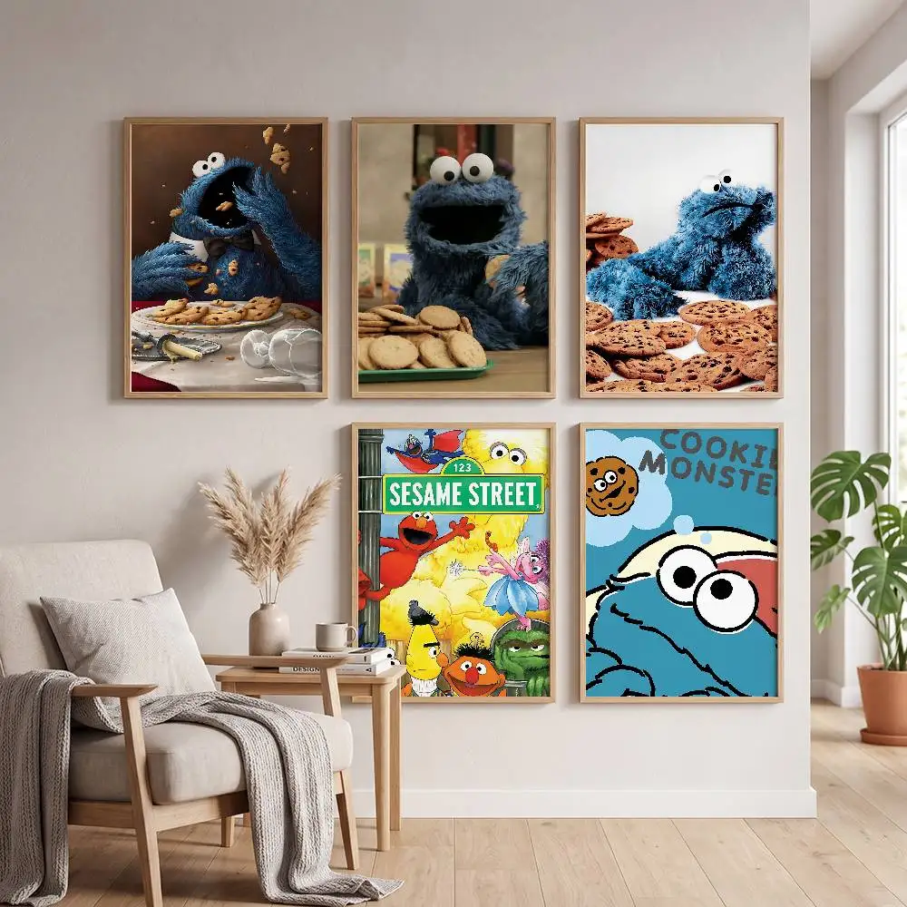 Classic TV S-Sesame S-Street Classic Vintage Poster Self-adhesive Art Waterproof Paper Sticker Coffee House Bar Room Wall Decor