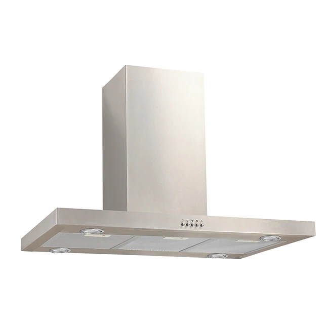 ISL5 3 Speeds Stainless Steel T Shape Kitchen  Exhaust Hood Push Button Island Hood 90cm Range Hood