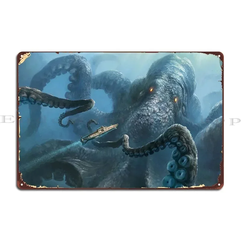 Giant Squid Metal Signs Party Party Garage Character Plaques Tin Sign Poster