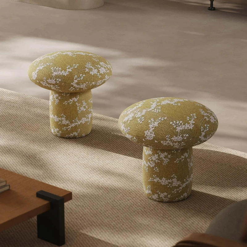 French mushroom stool, fabric seat pier, dressing pier