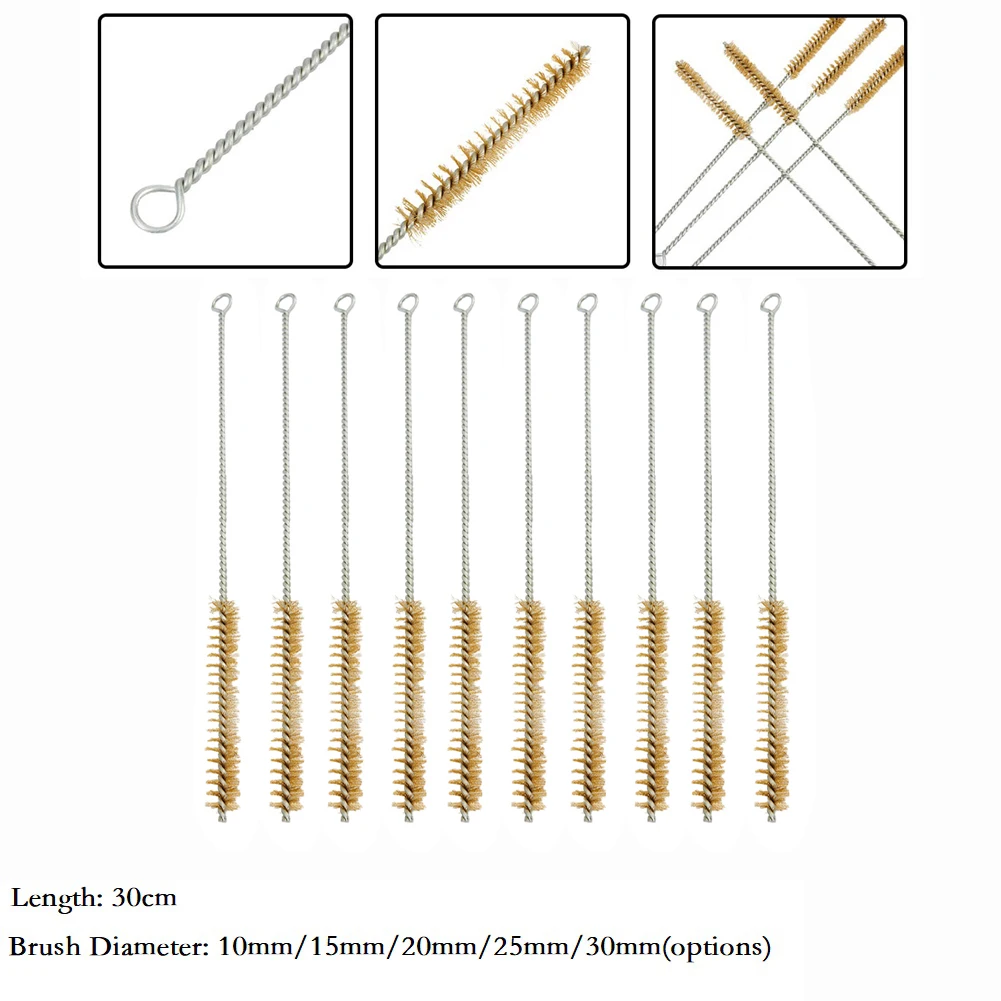 10 Buah Sikat Tabung Kawat Logam untuk Pembersih Pipa Sikat Silinder Baja Tahan Karat untuk Ukuran Diameter 10Mm Hingga 30Mm