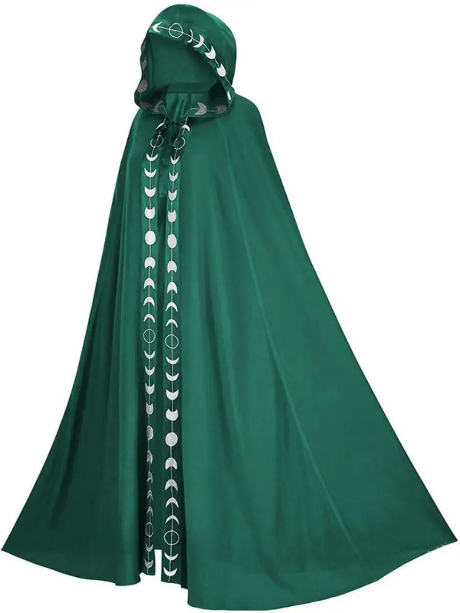 Hooded Print Cowl Ne Robe Medieval Renaissance 5 Colors loween Cosplay Costume Women's Ethnic Faion Stage Clothing