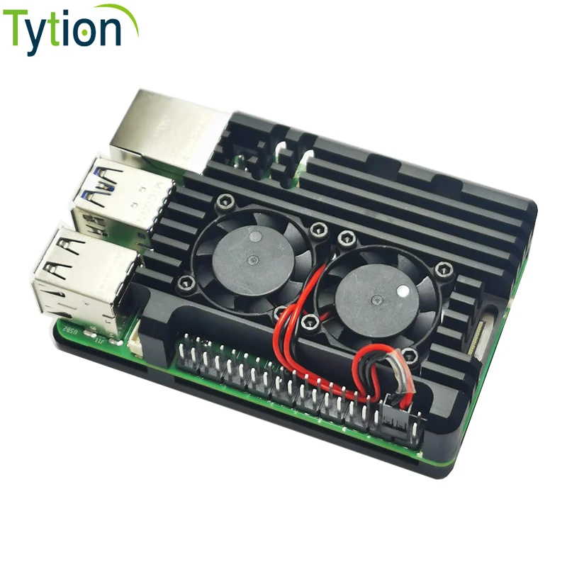 Raspberry Pi 5 Case Dual Fan Heat Sink with Aluminum Alloy Shell Metal Box Protective and Heat Conduction Pad