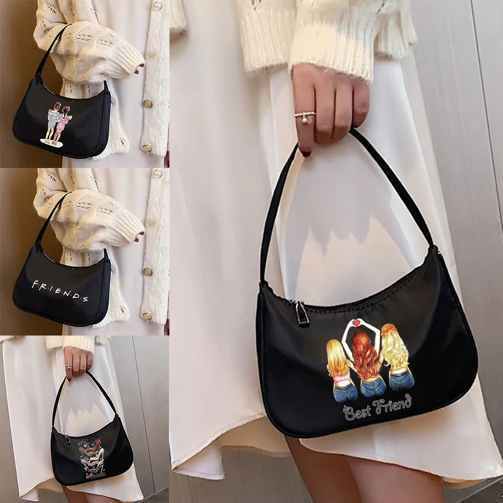 2023 Fashion Women's Handbags Underarm Bag Casual Women Shoulder Hobos Bags Female Armpit Commuter Clutch Friends Pattern