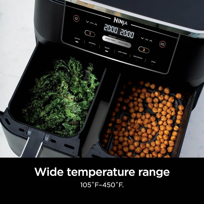 Imagem -04 - Dualzone-smart Air Fryer com Cestas Independentes Match Cook e Acabamento Inteligente para Air Fry Air Broil Mantenha Quente Preto xl em 1