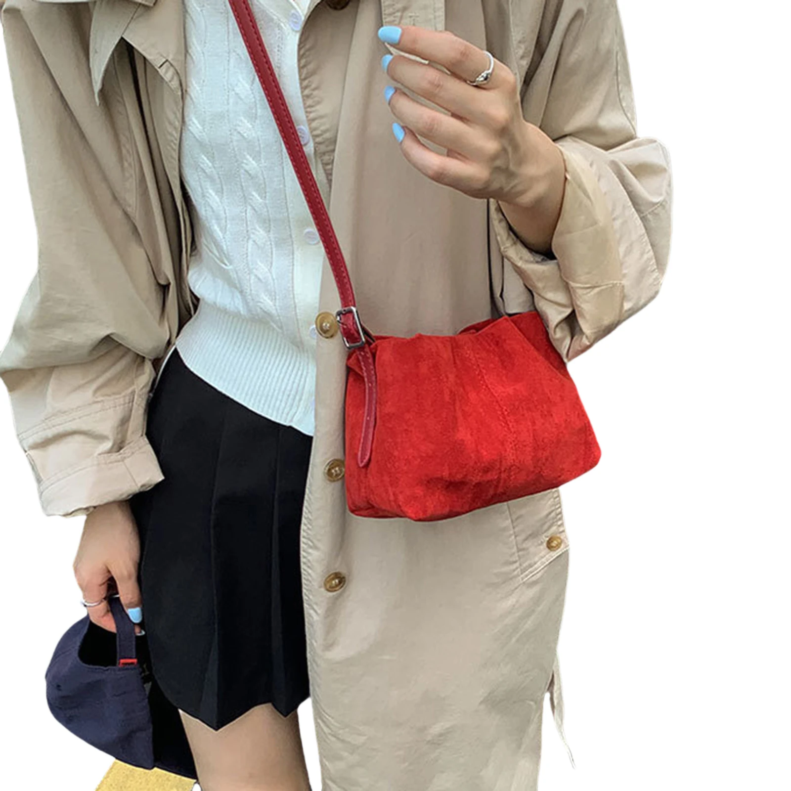 

PU Crossbody Purse Solid Color Shoulder Bag Lightweight Crossbody Bag Drawstring for Women Daily Use Special Occasion