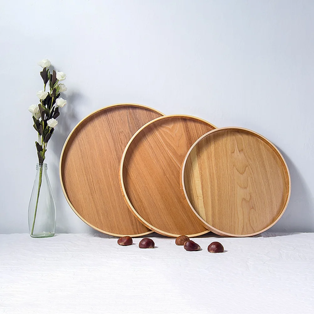 

Wooden Round Tray 30Cm Natural Food Serving Plate For Fruit Dessert Snack Bread Salad Dishes Tea Party Wedding Event