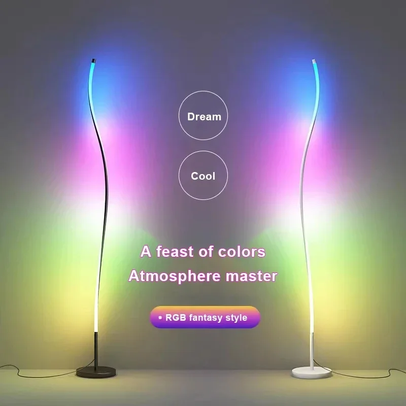 Imagem -04 - Modern Creative Led Floor Lamp Sofá Canto Quarto Cabeceira Sala Hotle Decoração de Casa Mood Lamp Rgb Controle Remoto Lustre