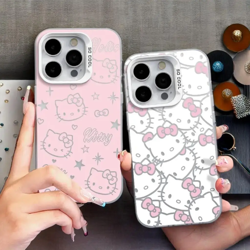 كامل الشاشة مرحبا كيتي ستار لطيف قضية الهاتف آيفون 17 16 15 14 13 برو ماكس X XR XS 7 8 زائد 16E 11 12 13 17 برو غطاء جميل