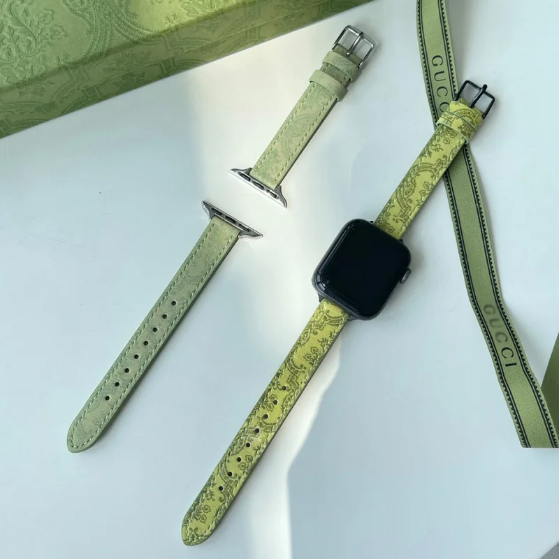 Luxury leather for Watch strap Green light luxury iwatch7 leather applewatch leather ins Wind s7