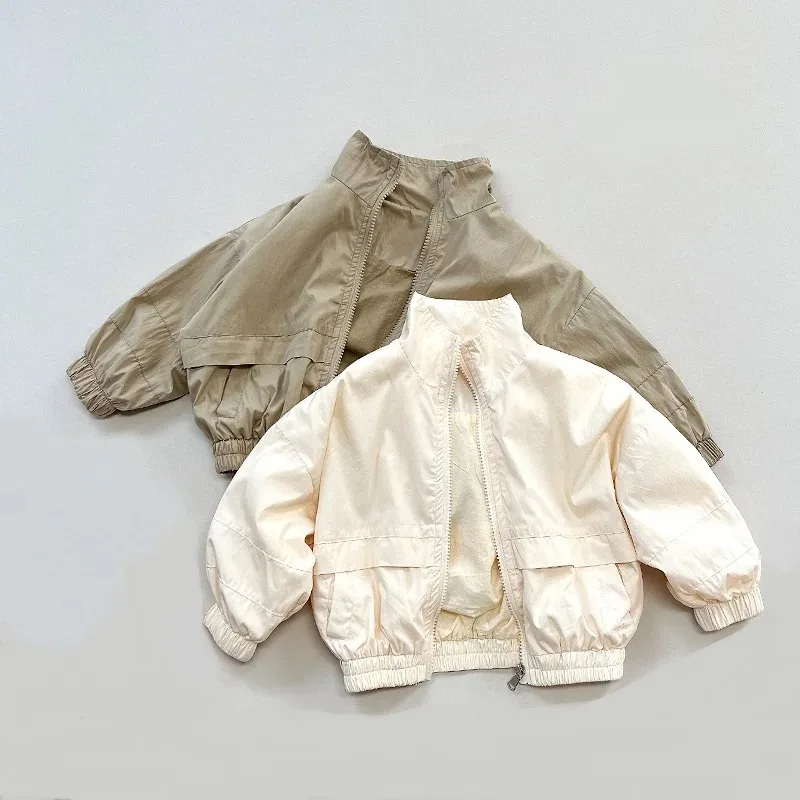 

Spring Autumn Fashion Children Jackets Baby Girls Boys Zipper Soild Color Loose Casual Coats Toddler Outerwear For Kids Clothes