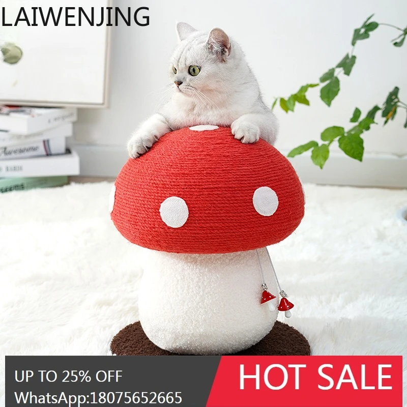 Drzewko dla kota MJY z czerwonymi grzybami, drabinka do wspinania, drapak z szponami, lina konopna, piłka, pionowa deska do drapania dla kota.